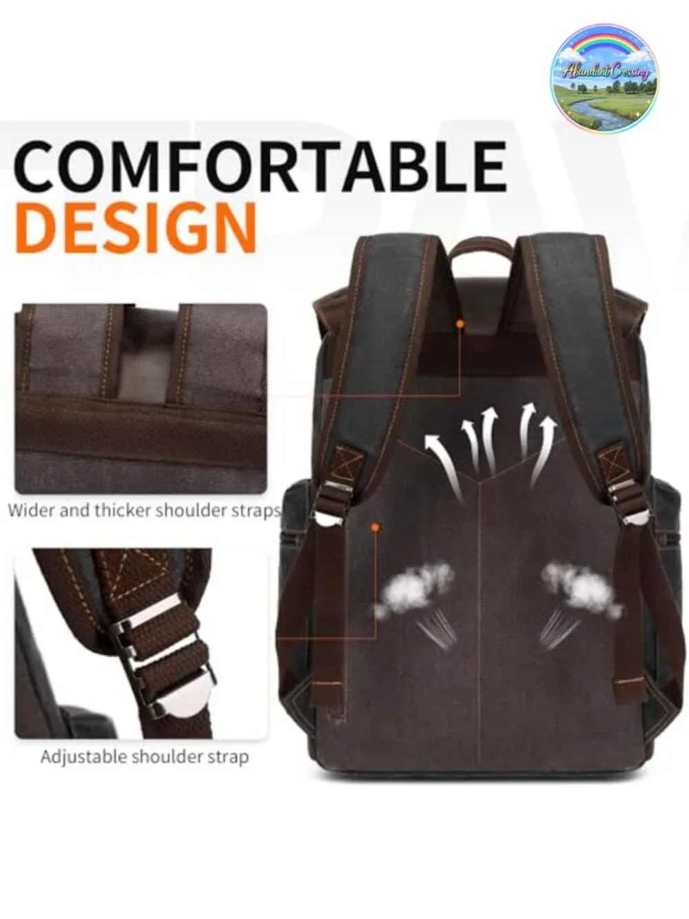 Waxed Canvas Leather Backpack Laptop 17.3 Inch Men Travel Rucksack